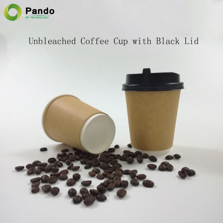 Unbleached Coffee Cup with Black Lid